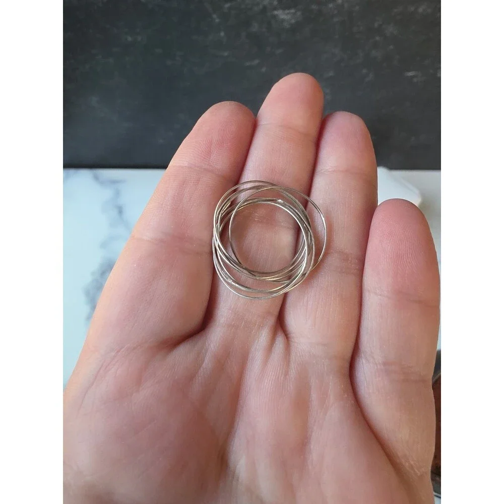 925 Sterling Silver Intertwined Bands Ring, Size US 8.5 Vintage